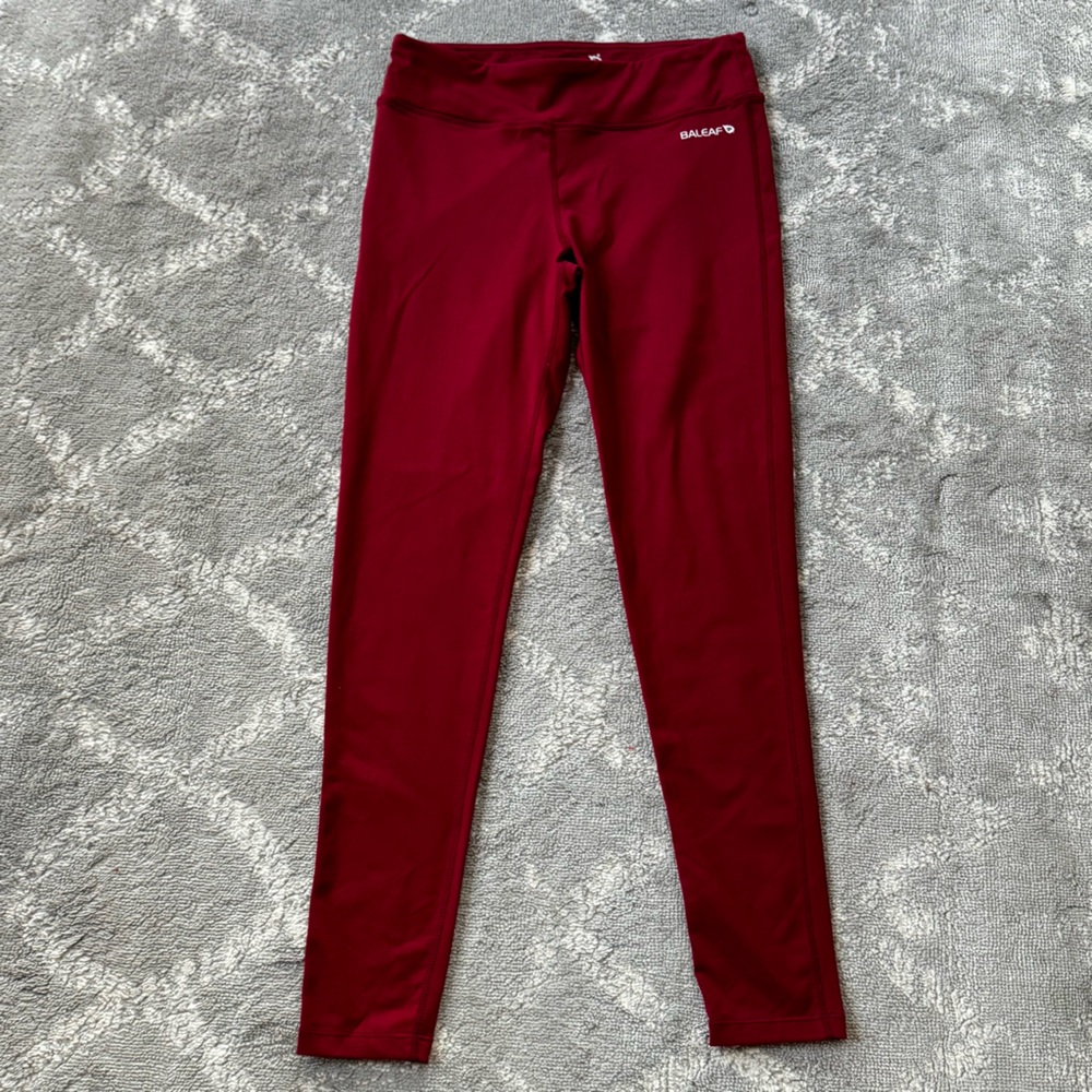 Baleaf Women’s Maroon Leggings Activewear Gym Yoga Athleisure Running Size Small